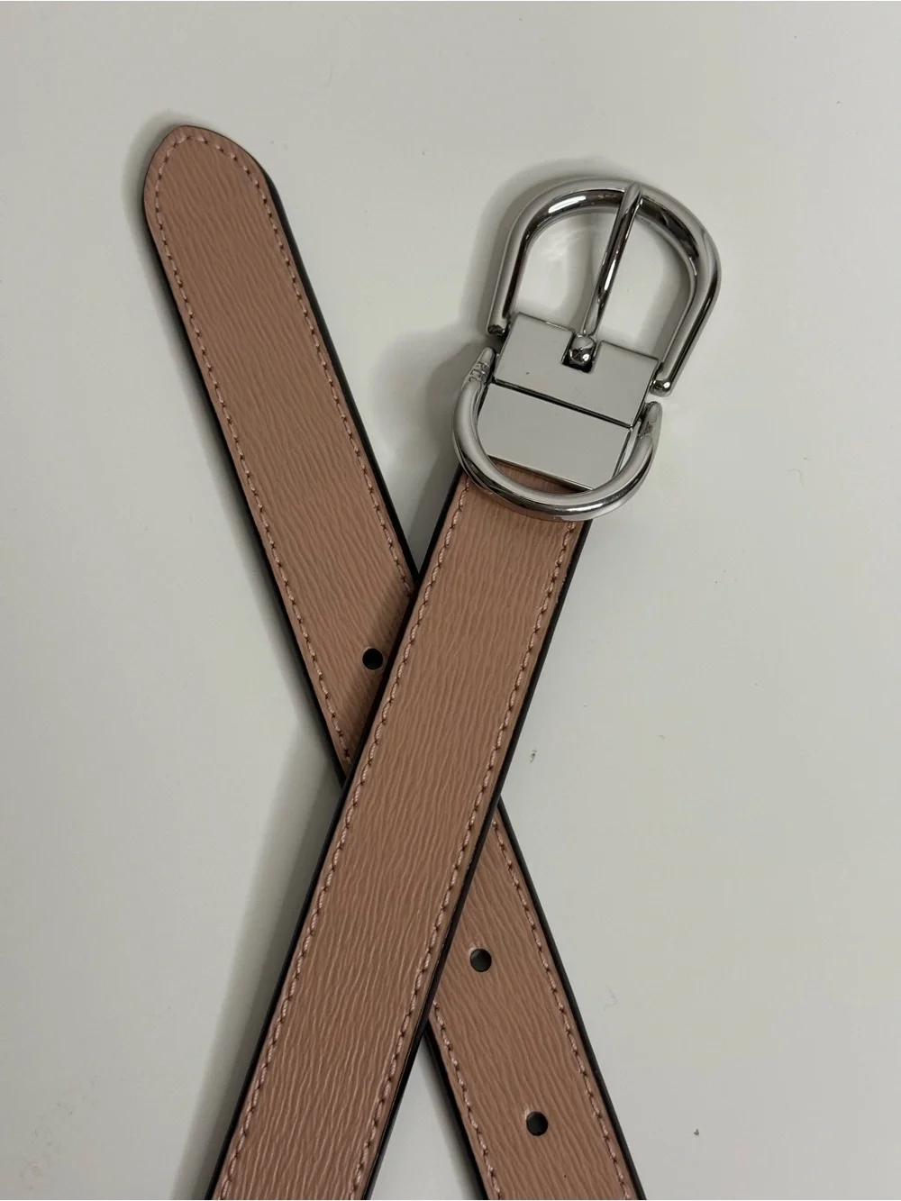 Ralph Lauren RLL Reversible Belt Mauve & Grey with silver Buckle